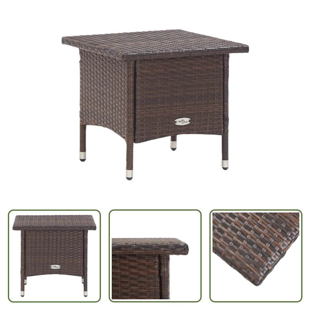 Table d'appoint résistante en résine tressée marron format carré 50x50 cm - 6