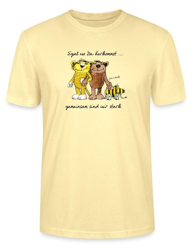 Spreadshirt Janosch Bär Tigerente Tiger Gemeinsam Stark Uni Bio T-Shirt, XL, Creme