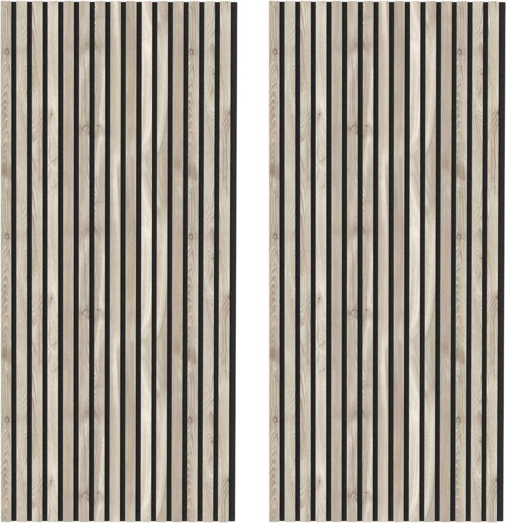 IZODEKOR 3D Wandpaneele Holz Schalldämmung, Schallabsorber Akustikpaneele Holz, Wanddeko Wohnzimmer, Wandverkleidung innen | 2er Set, Argento