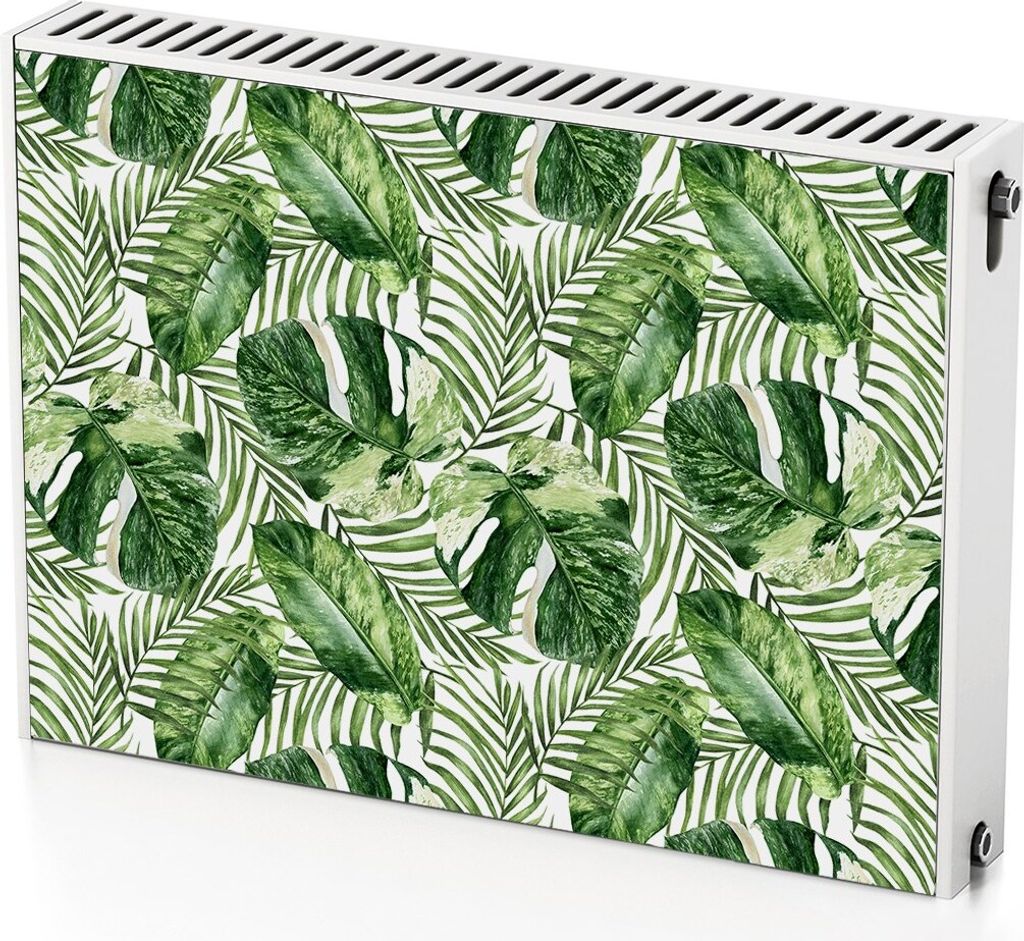 Tropische Blätter – Magnetische Heizkörperabdeckung – 80x60 cm – Magnet Heizkörperabdeckung – 3D Würfel – Heizkörperverkleidung – ...