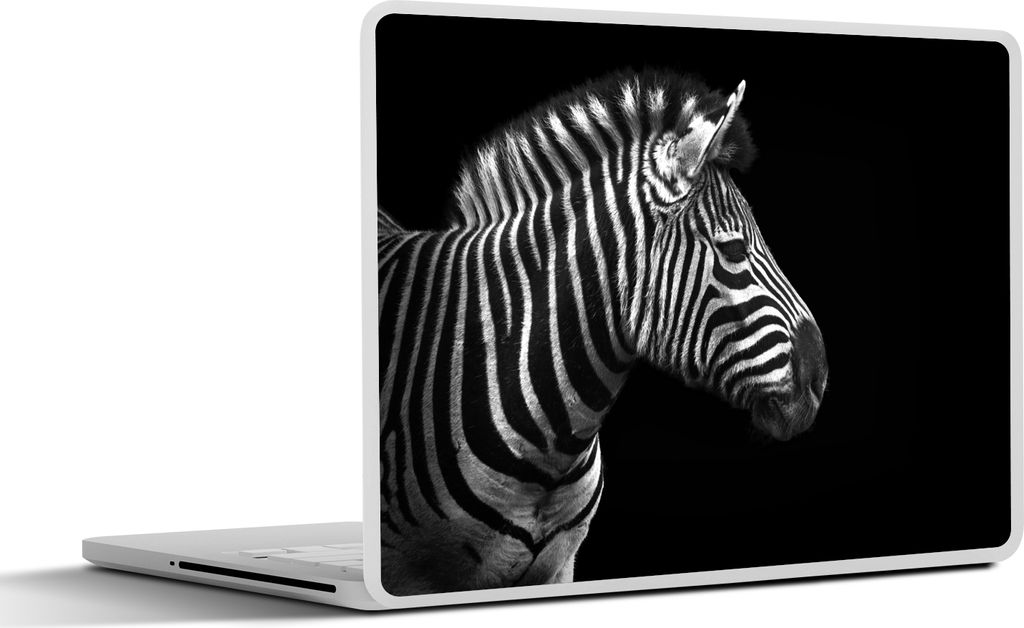 MuchoWow Laptop Aufkleber Sticker Cover Zebra - Schwarz - Weiß - Porträt - Tiere 30x21 cm - Sticker für Laptop - Selbstklebend