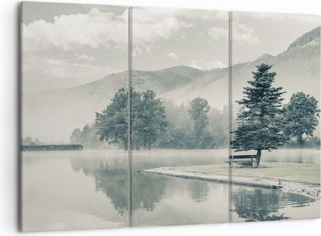 Bild auf Leinwand - Leinwandbild - 3 Teile - Cool Landschaft Berge - 105x70cm - Wand Bild - Wanddeko - Wandbilder - Leinwanddruck - Bilder - Wandde...