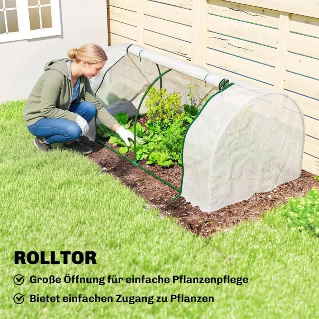 Serre de jardin anti-UV blanche 200 cm en plastique renforcé et acier