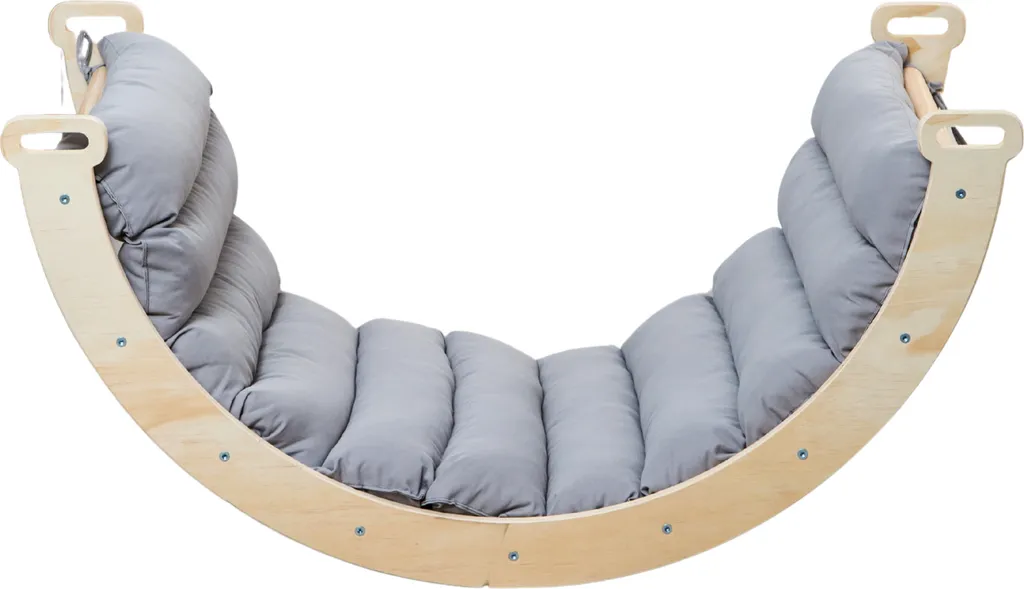 Arche d'escalade bois sécurisée avec coussin gris pour éviter les chocs