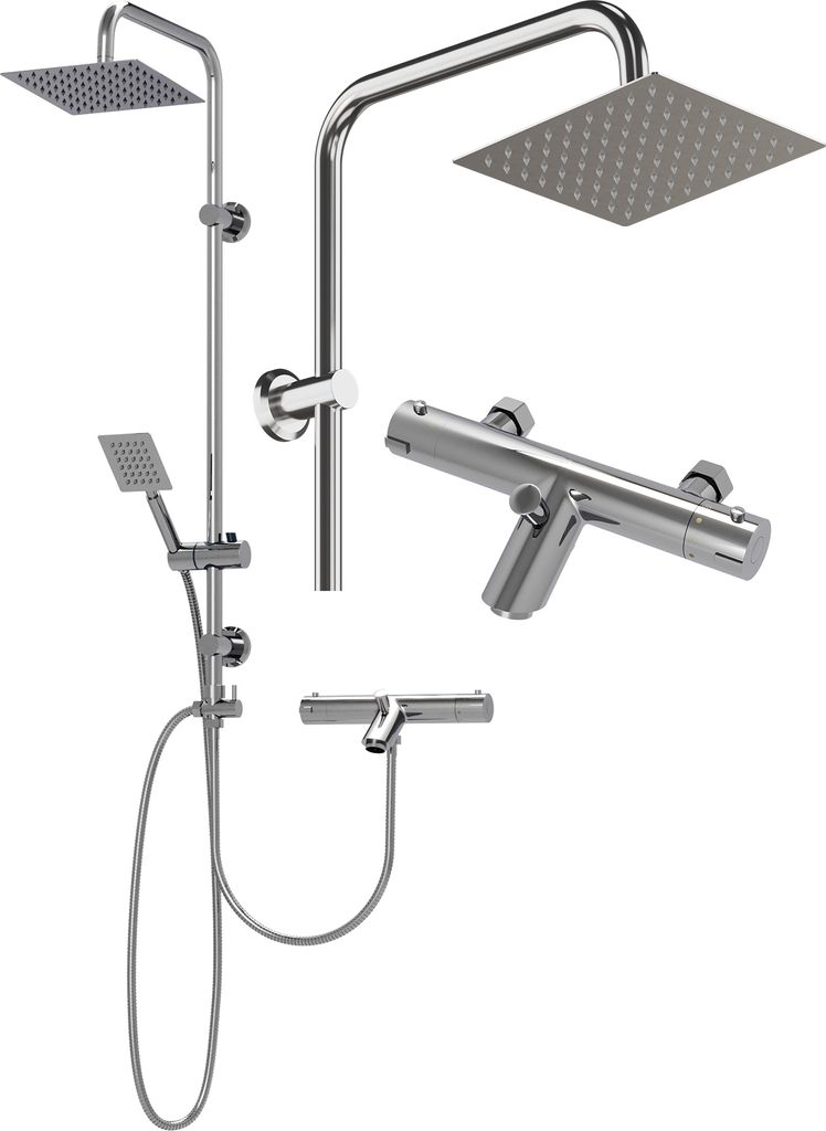 Granitan | Duschset Toba - Thermostat - Chrom - Minimalistisches Design - Hochwertige Qualität