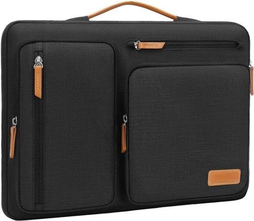 12,9 Zoll Tablet-Laptop-Etui, schwarzes Tragetui mit Seiteneinrichtung und 4 Reißverschlusstaschen
