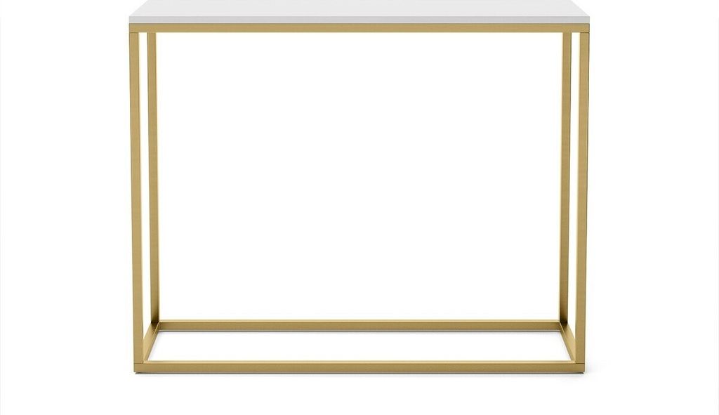 BETTSO Konsole für Flur elegante Schminktisch WELL 100cm Weiß mit Verchromtbeinen