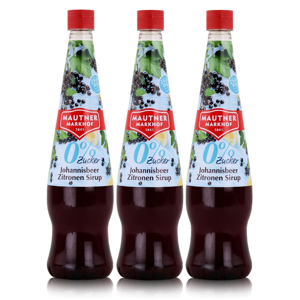 Mautner Getränkesirup Johannisbeer Zitrone 0% Zucker 0,7L - Softdrink (3er Pack)