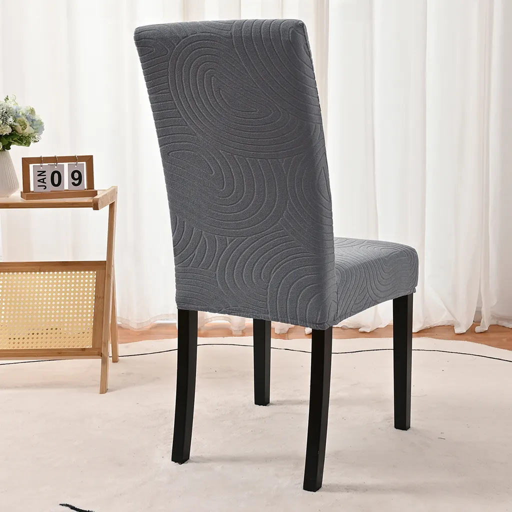 Set 4 Coprisedia Jacquard Grigio Impermeabili | Fodere Sedie Sala Pranzo - 5