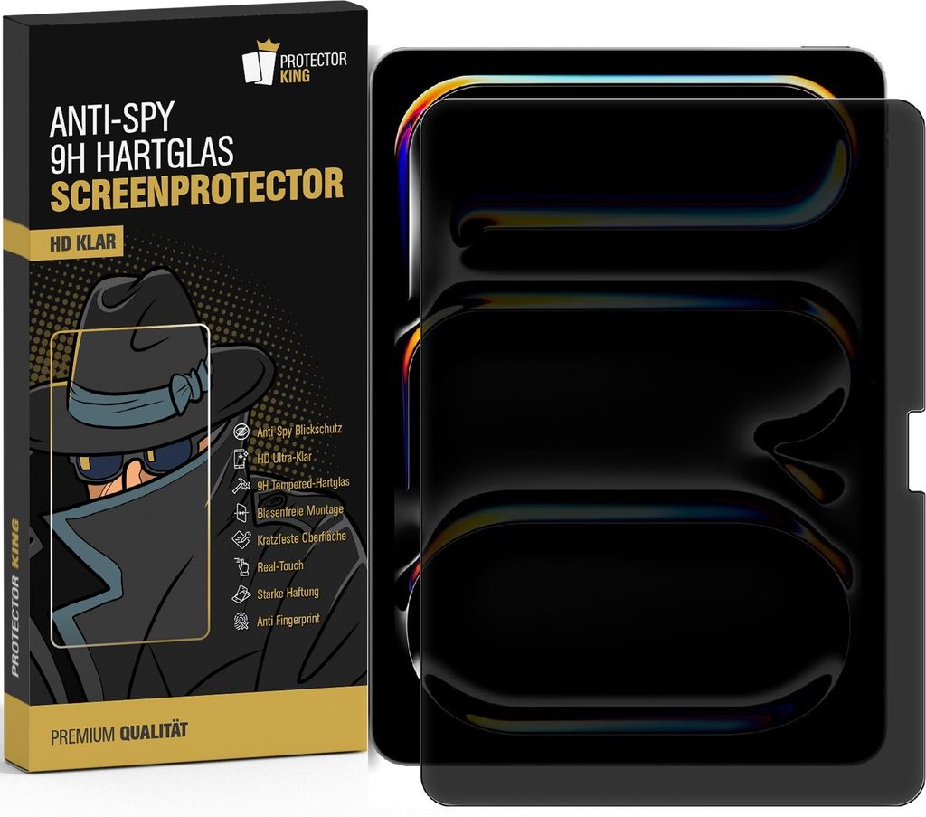 1x Anti-Spy 9H Panzerglas für iPad Pro 13 2024 Blickschutz Privacy echtes Tempered Glass Displayglas Schutzglas Displayschutz Schutzfolie Screen-P...