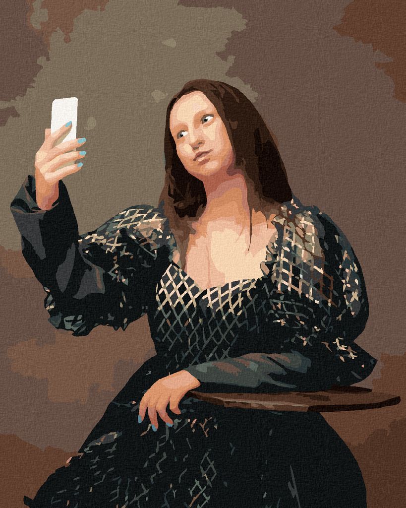 Zuty - Malen nach Zahlen - MONA LISA SELFIE, 40x50 cm, ohne Keilrahmen