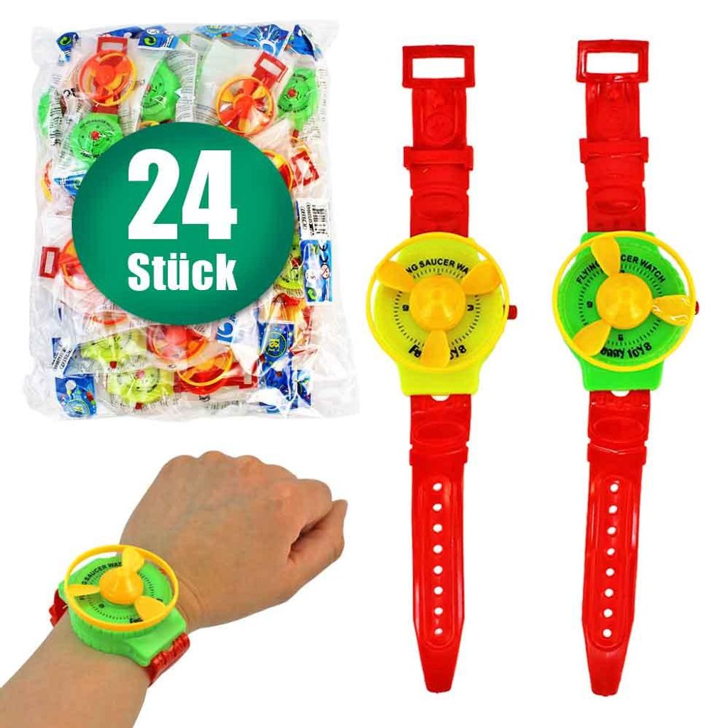 24 Stück Spielzeug Uhr mit Flugkreisel - ca. 22 cm