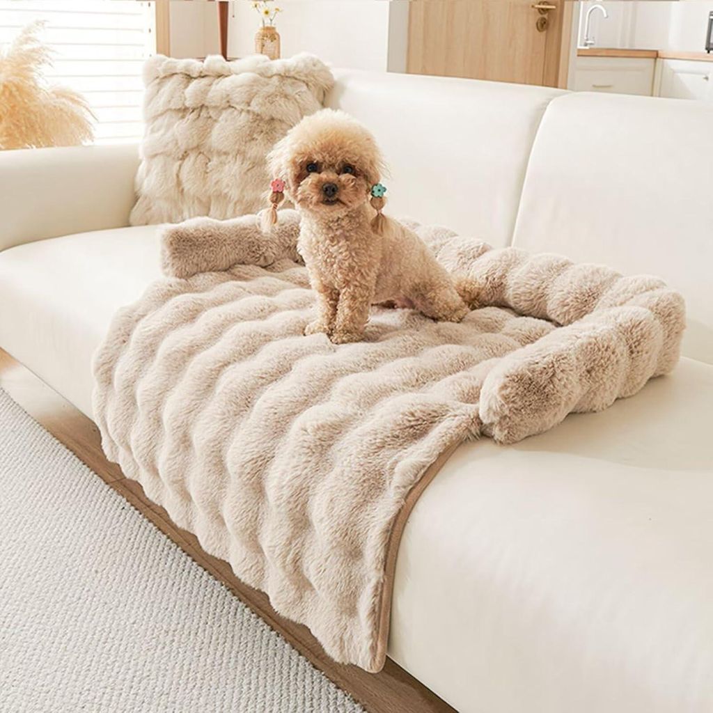 Hundebett , Katzenbett, Hundedecke Sofa mit Rand, Waschbar Haustierbett, rutschfest, Katzensofa Katzennest fš¹r Katze Kleine Hunde, 75x75cm, Kaffee