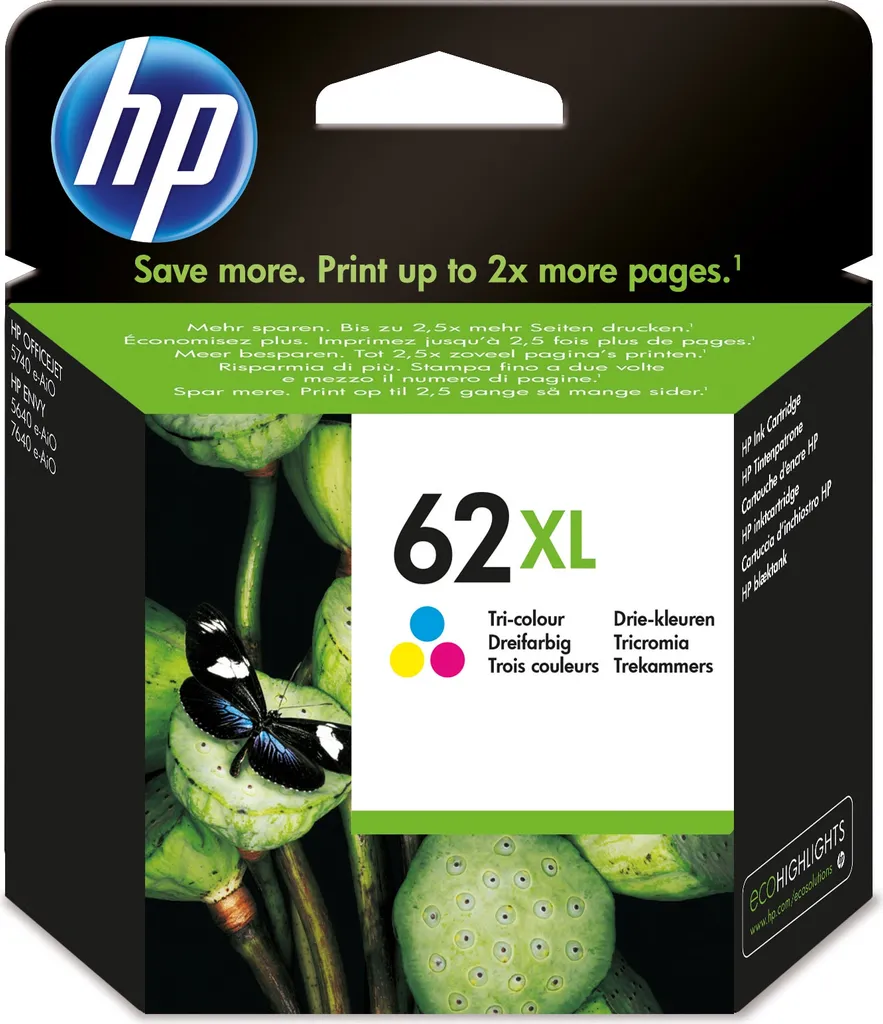 Cartouche d'encre couleur HP 62XL C2P07AE Haute Capacité Originale