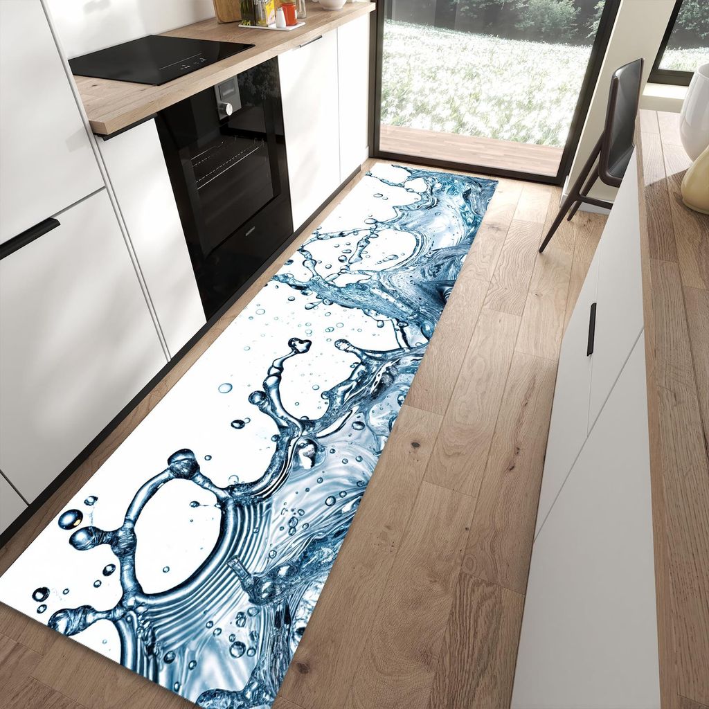 Küchenteppich 80x300cm rutschfest & abwischbar PVC Läufer - Wasserspritzer