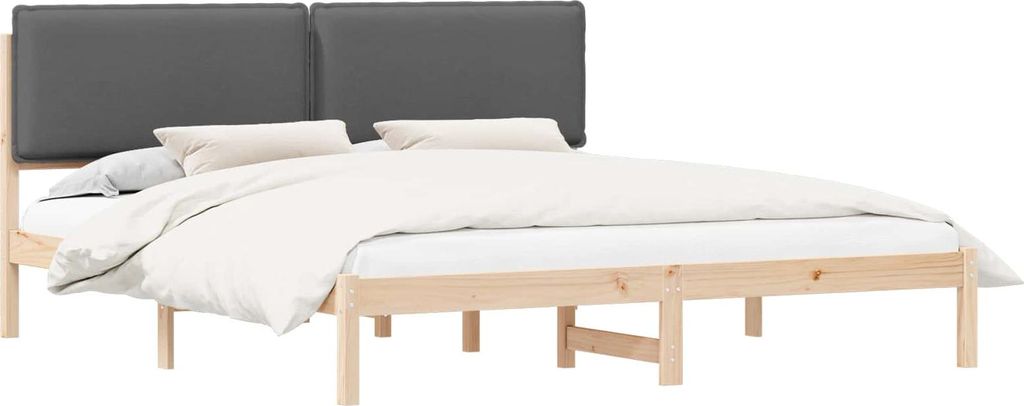 Bettgestell mit gepolstertem Kopfteil Dunkelgrau 180 x 200 cm