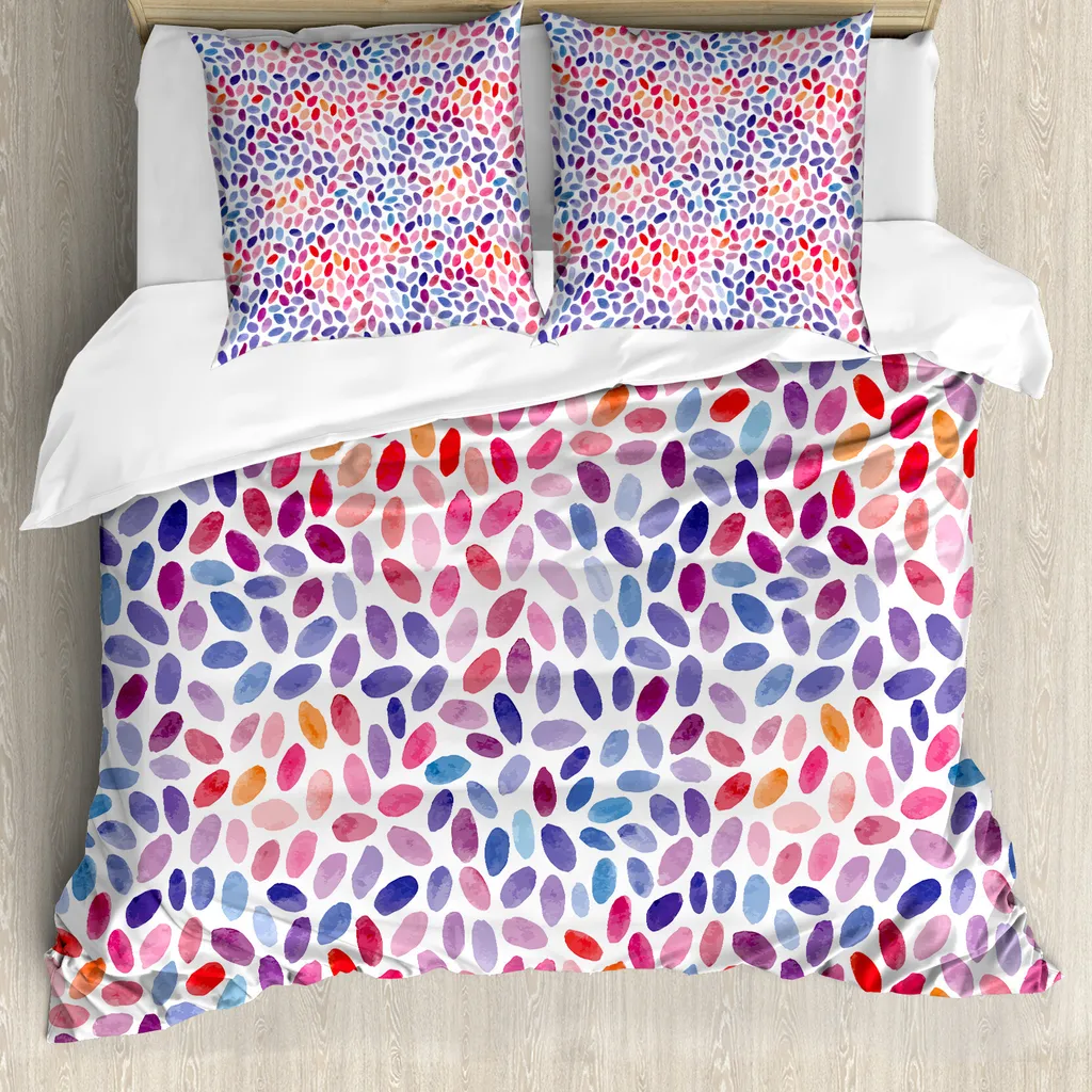 ABAKUHAUS Copripiumino geometrico, Trippy Funky Sketchy, antiacaro, adatto a chi soffre di allergie, con federe, 155 cm x 220 cm - 80 x 80 cm, multicolore