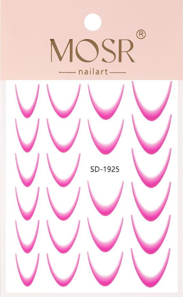 Selbstklebende Nagelsticker mit Farbverlauf/French/Ombre/French Smile Line, 23 Stück, Dunkelpink, SD-1925