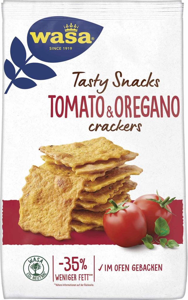 Wasa Knäckebrot, delicate crackers, tomaat en oregano smaak Productafbeelding 