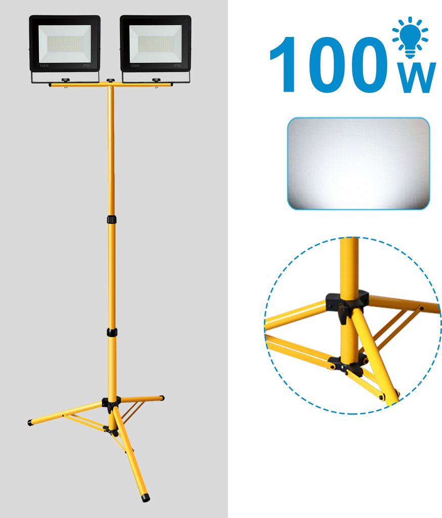 Jopassy LED Fluter mit Stativ Strahler Außen Baustrahler IP66 Flutlicht für Garten Hinterhof Hof 2X100W Kaltweiß