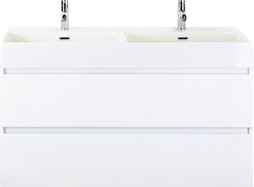 Doppelwaschbecken mit Unterschrank Sanox MAXX XL BxHxT 121x73x45.5 cm Frontfarbe weiss 81736301