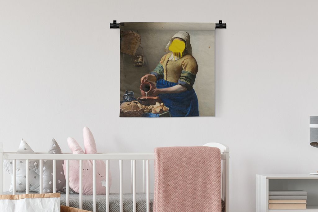 MuchoWow Wandteppich Wandbehang Das Milchmädchen - Vermeer - Kunst 60x60 cm Tapisserie Dekoration Wandtuch - Dekorationen - Wand Decke