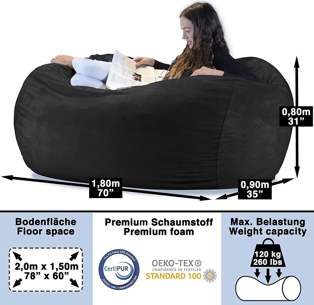 Der größte Sitzsack der Welt in Nachtschwarz mit Produktbild 3