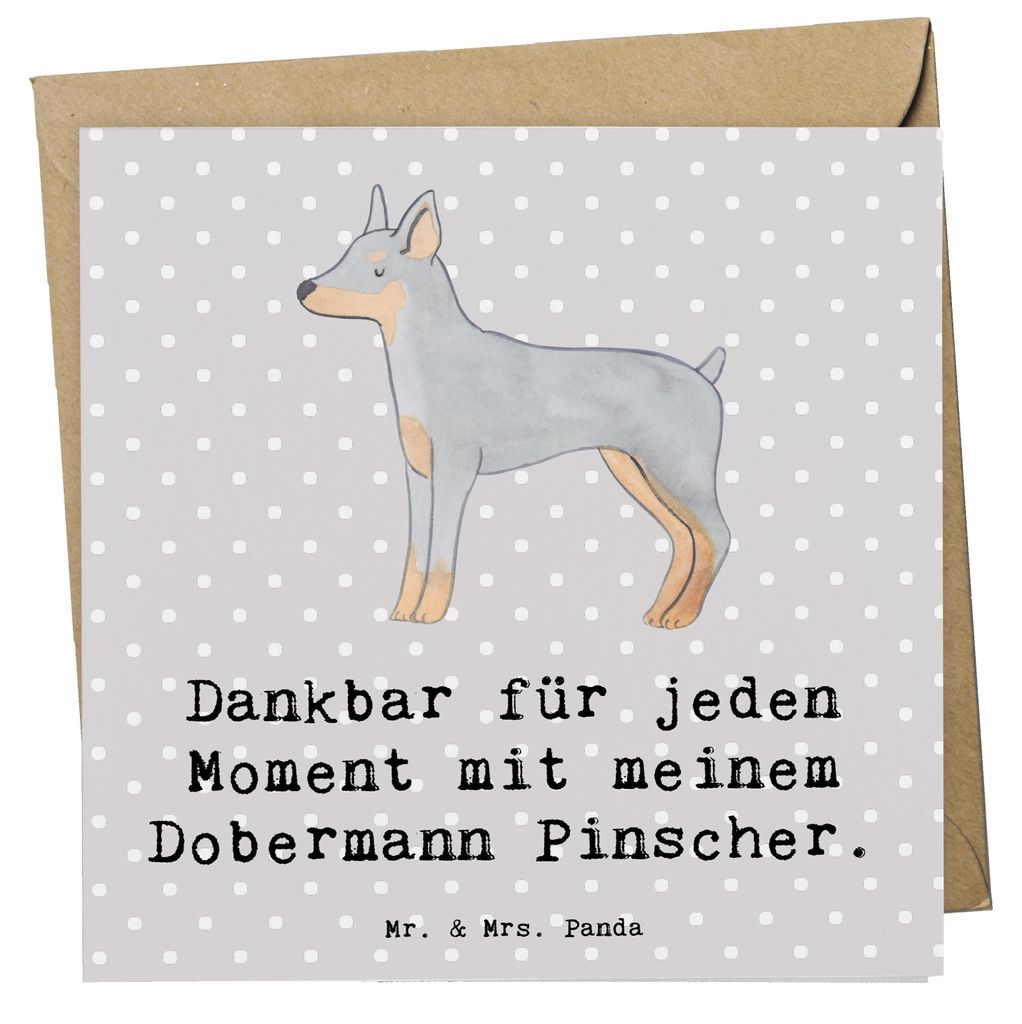 Mr. & Mrs. Panda Grußkarte Dobermann Pinscher Moment - Grau Pastell - Geschenk, Klappkarte, faltkarte, doppelkarte, anlasskarte, Glückwunschkarte