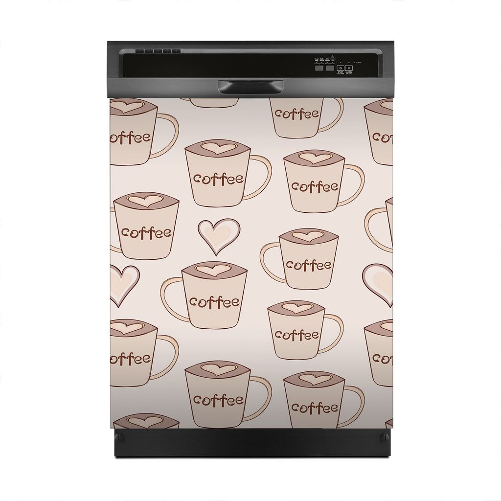 Aufkleber sticker 60x70 cm Dekorative folie Spülmaschine - Kaffee Tassen und Herzen