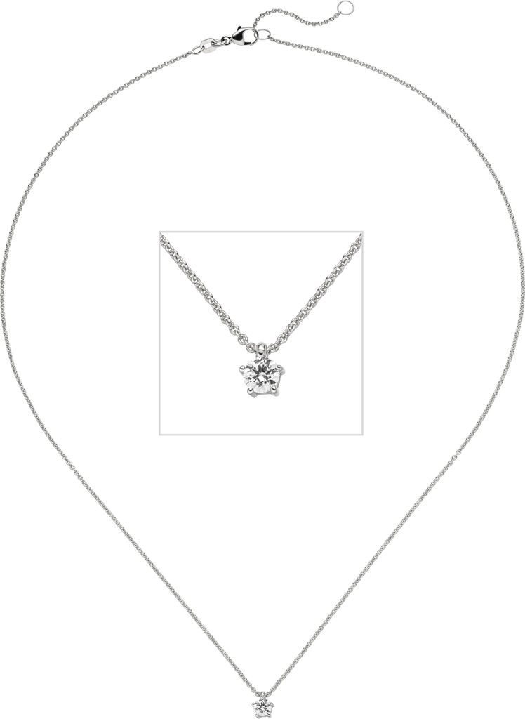 JOBO Collier Kette mit Anhänger 585 Gold Weißgold 1 Diamant Produktbild 