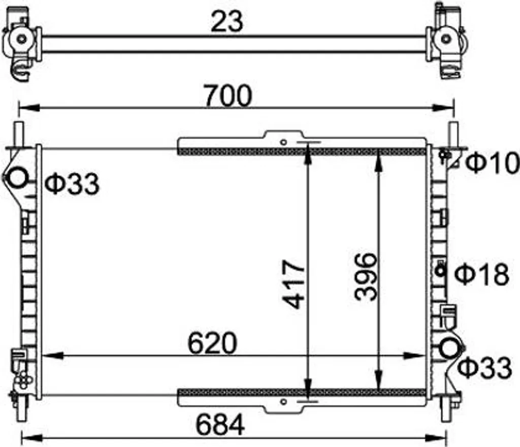 Radiateur moteur HART haute résistance OE 2T148005AD Ford Tourneo