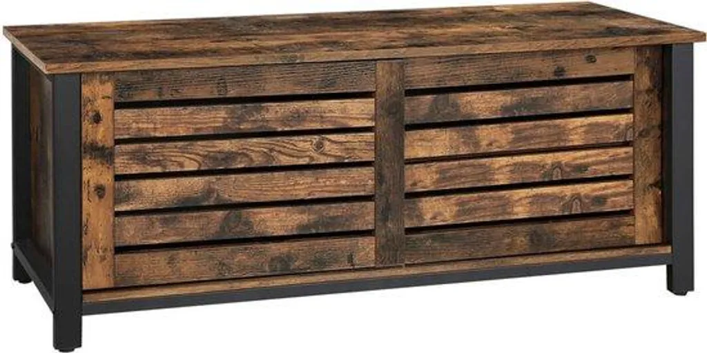 Meuble TV Industriel en Bois Marron et Noir - Format 110 x 40 x 45 cm