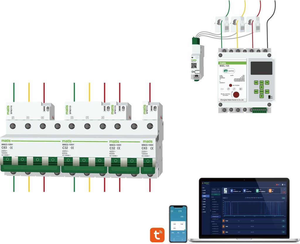 Matis BPM3510-120 – Stromverbrauchszähler Tuya – Smart Energiemessgerät für Haus & Wohnung, Appfähig 3Pol 120A