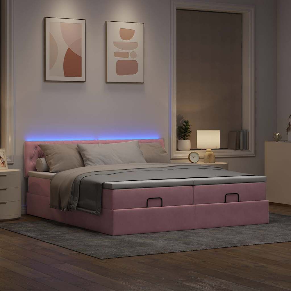 Möbel Ottoman-Bett mit Matratzen Rosa 160x200 cm Samt - Klassische Betten 3312940