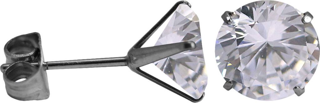 Ohrstecker Chirurgenstahl rundem Glaskristall Größe - 5 mm Farbe - Transparent