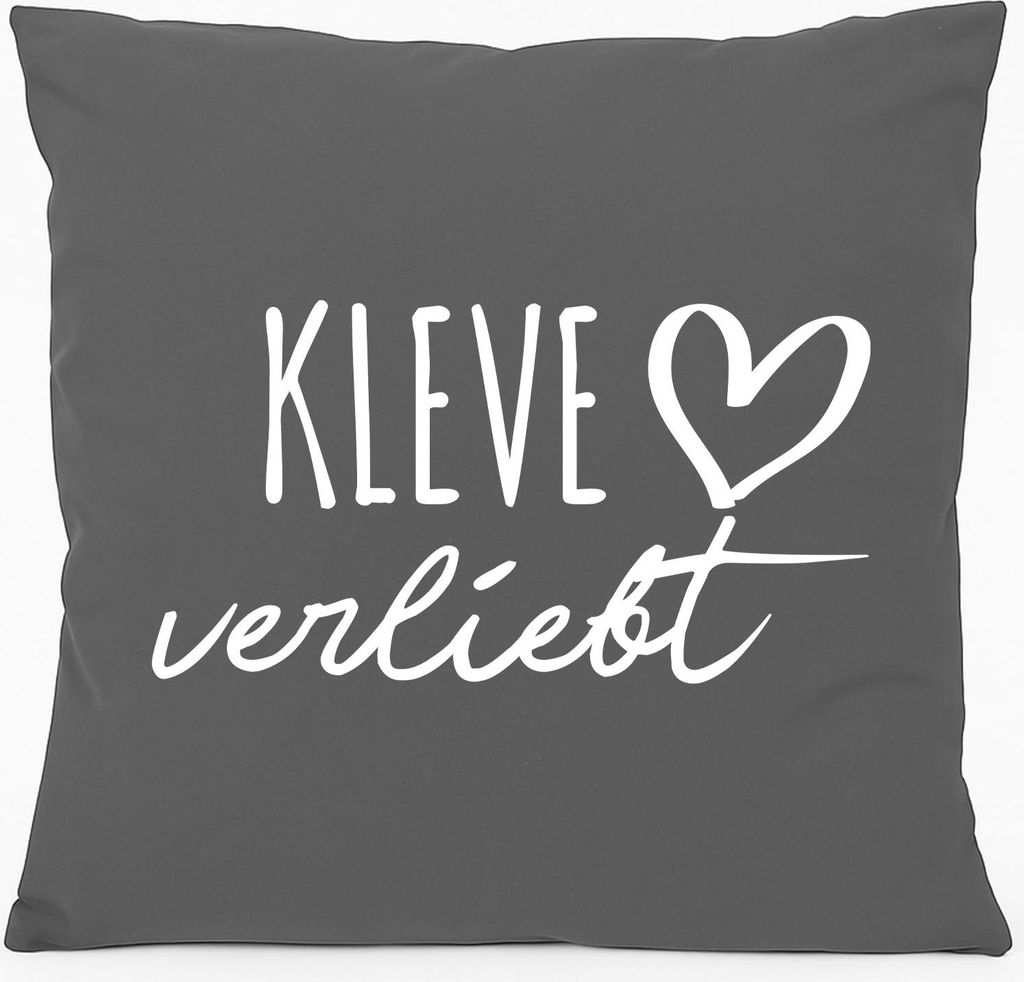 Huuraa Sofakissen Kleve verliebt Geschenk 40x40cm mit Füllung Steel Grey Baumwolle Kleve Mitbringsel