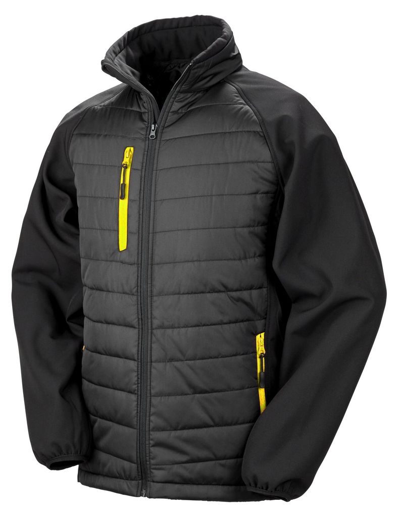 Result Genuine Recycled - "Compass" Softshelljacke für Herren FK3181 (L) (Schwarz/Gelb)
