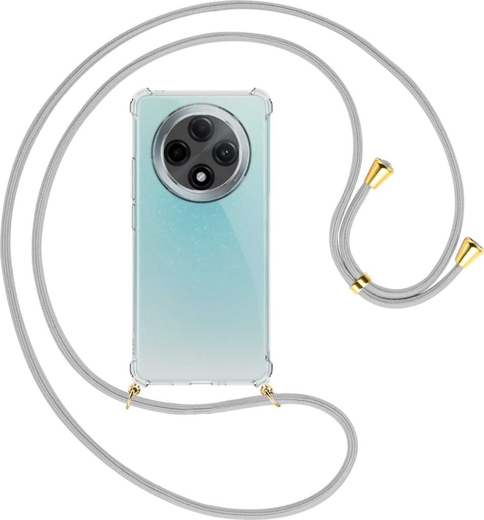 Handykette Backcover-Schutzhülle mit Band (Metall goldfarben) für OPPO A3 PRO 5G - silbergrau