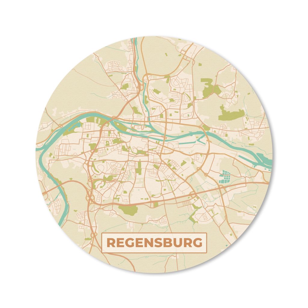 MuchoWow Mauspad Mousepad Stadtplan - Regensburg - Stadtplan - Vintage 40x40 cm - Mousepads - Maus Mat - Pad - Mausunterlage - Schreibtisch Acces...