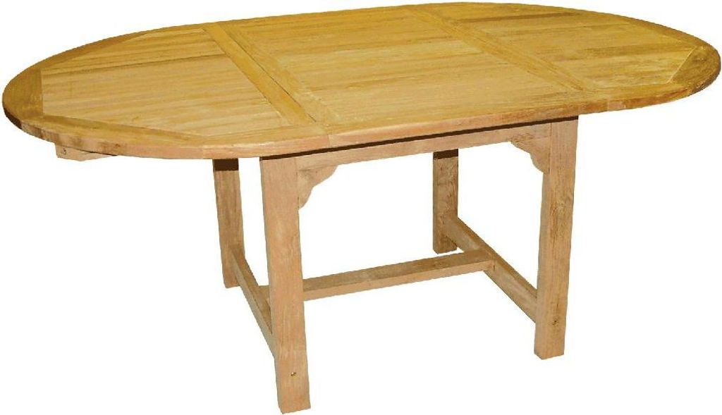 Teak Gartentisch rund 120 x 120 auf 180 x 120 cm