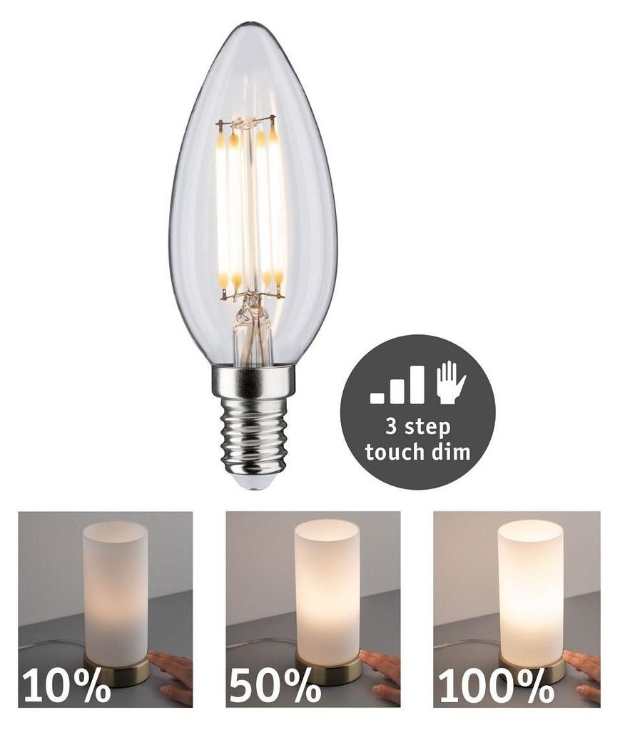 Bougie LED E14 5W avec variateur 3 niveaux 2700K filament Image du produit 