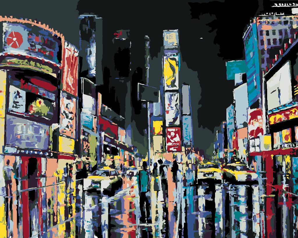 Zuty - Malen nach Zahlen - NACHTANSICHT VON NEW YORK, 40x50 cm, mit Keilrahmen (bereits gespannt)