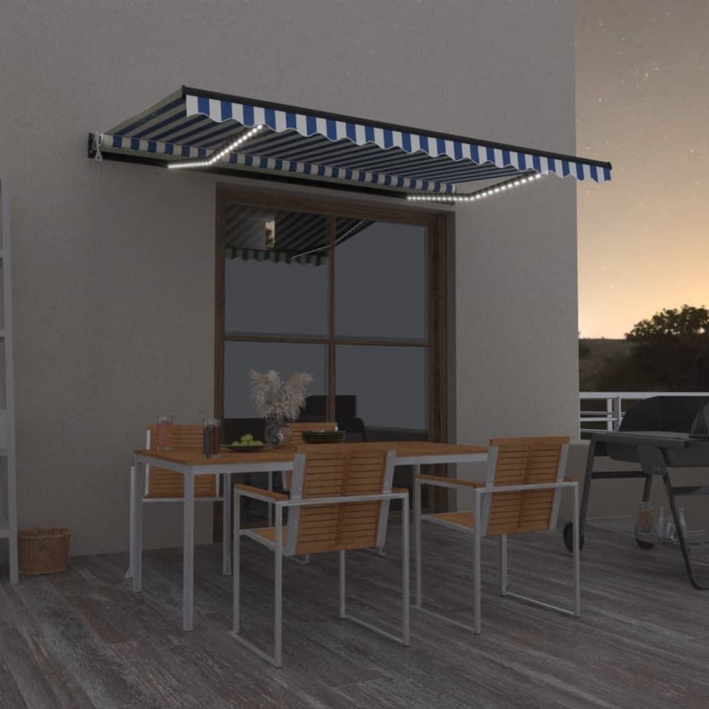 Maison Exclusive - Automatische Markise mit LED Windsensor 450x300cm Blau und Weiß