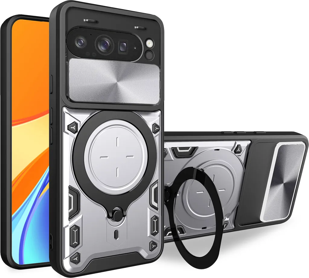 Cover Google Pixel 10 Pro XL con Ring Stand Argento per Outdoor - 1