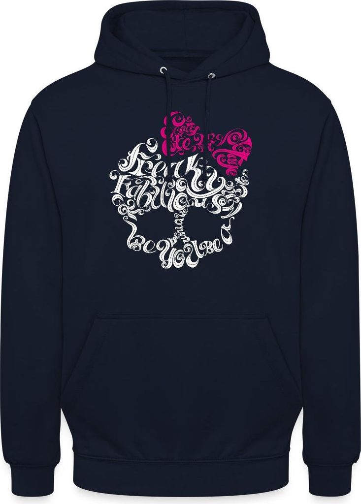 Spreadshirt Monster High Totenkopf Mit Schleife Uni Hoodie, XL, Navy