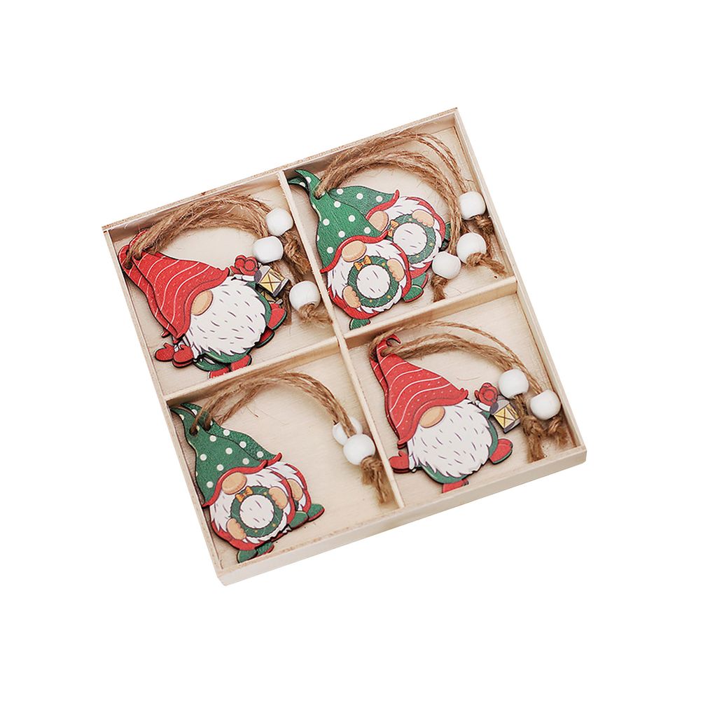 12pcs Weihnachtsbaum Anhänger Cartoon Form hell Farbe Lanyard Design glatte Kante Weihnachtsbaum Holz Anhänger hängen Ornamente für Zuhause-E