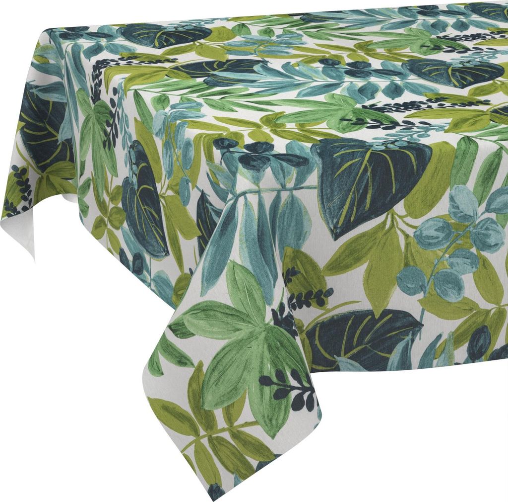 Tischdecke Botanik Tropik Grüntöne 500x140cm Schnittkante Wasserabweisend abwaschbar