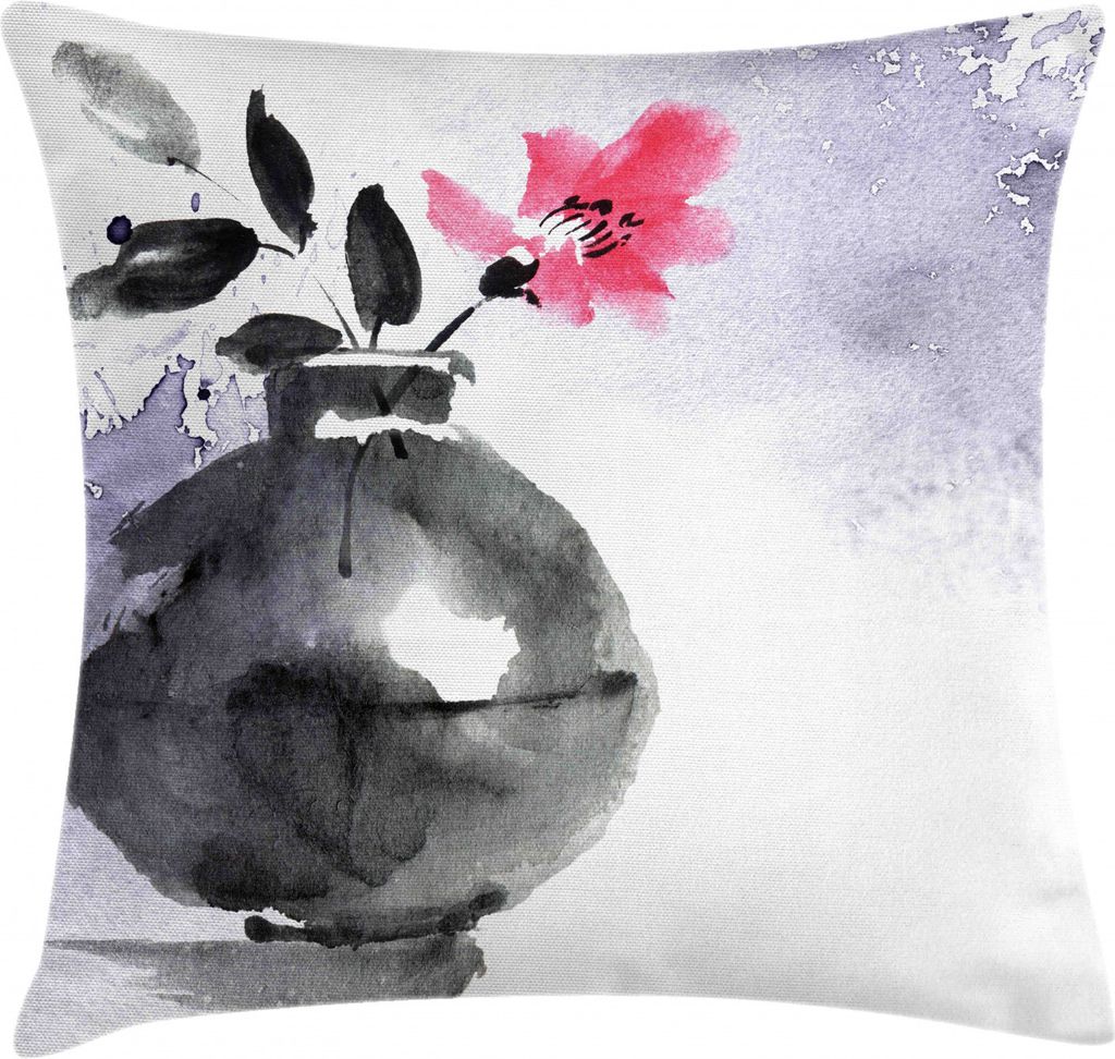 ABAKUHAUS Blumen Kissenbezug, Aquarell Coral Vase Orchid, Waschbar mit Reißverschluss Kissenhülle mit Farbfesten Klaren Farben Beidseitiger Druck...