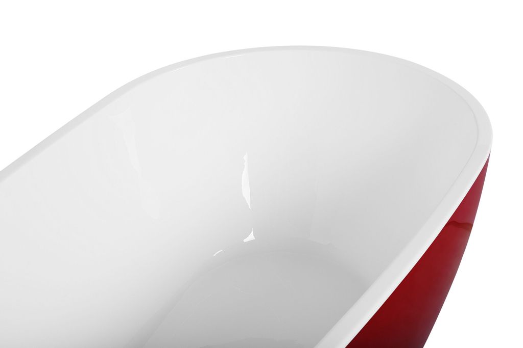 BELIANI Badewanne Rot Freistehend 173 x 82 cm Walnussform Produktbild 5