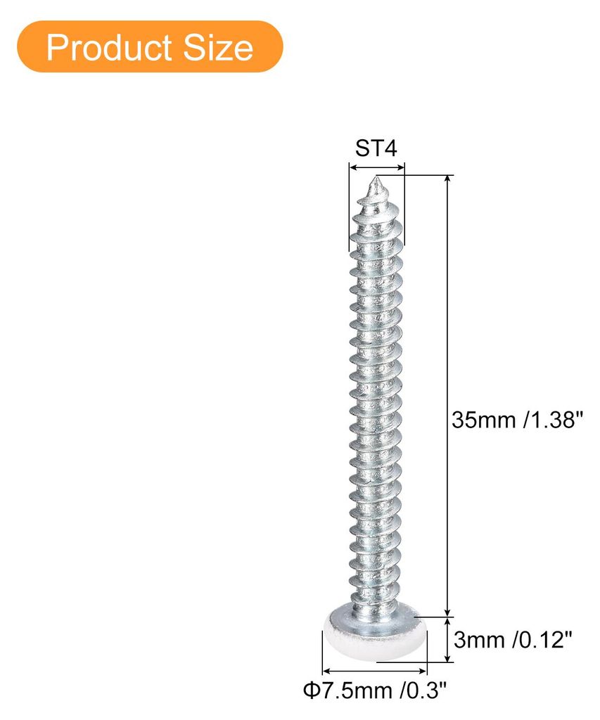 ST4x35mm 50Stk Wei?e Schrauben Senkkopf Holz Selbstschneidend Schrauben Pfanne Kopf Kreuzschlitz Holzschrauben fš¹r Holzarbeiten